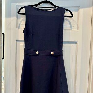 H&M above knee fit and flare dress in navy blue